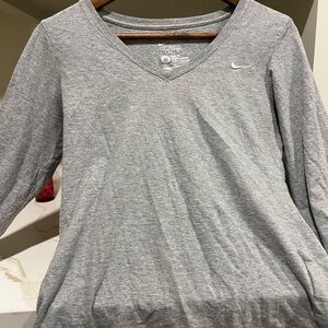 Nike Athletic Gray V-Neck Shirt